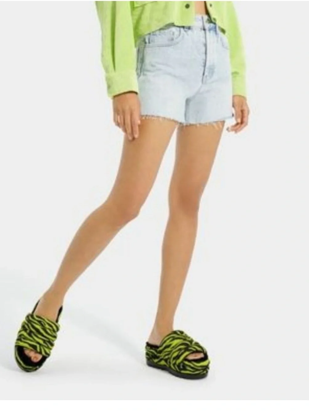 UGG Maxi Slide Platform Slide Sandals Tiger Print Key Lime in Lime